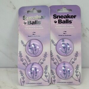2 Packs of 2 Sneaker Balls Lavender Scent Deodorizer Shoes Gym Bag Locker Odor